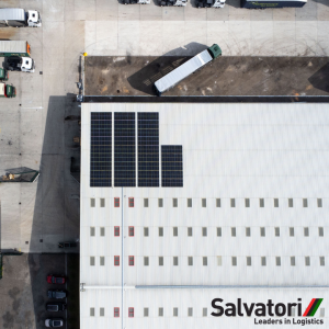 Solar panels installed on the roof of Salvatori Logistics Sittingbourne