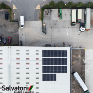 Solar energy panels installed for sustainable logistics operations at Salvatori