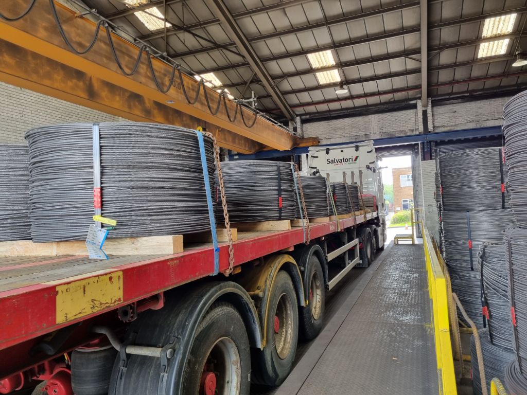 Salvatori truck loading steel cable bundles in France
