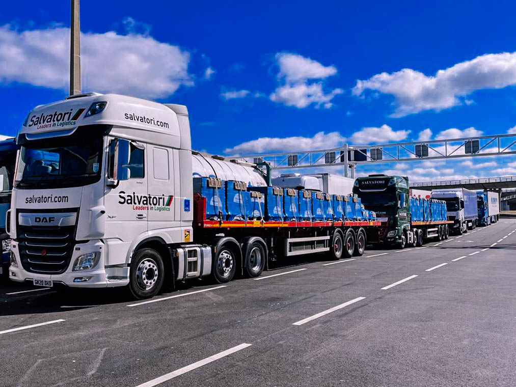Salvatori trucks importing building materials from France and Belgium