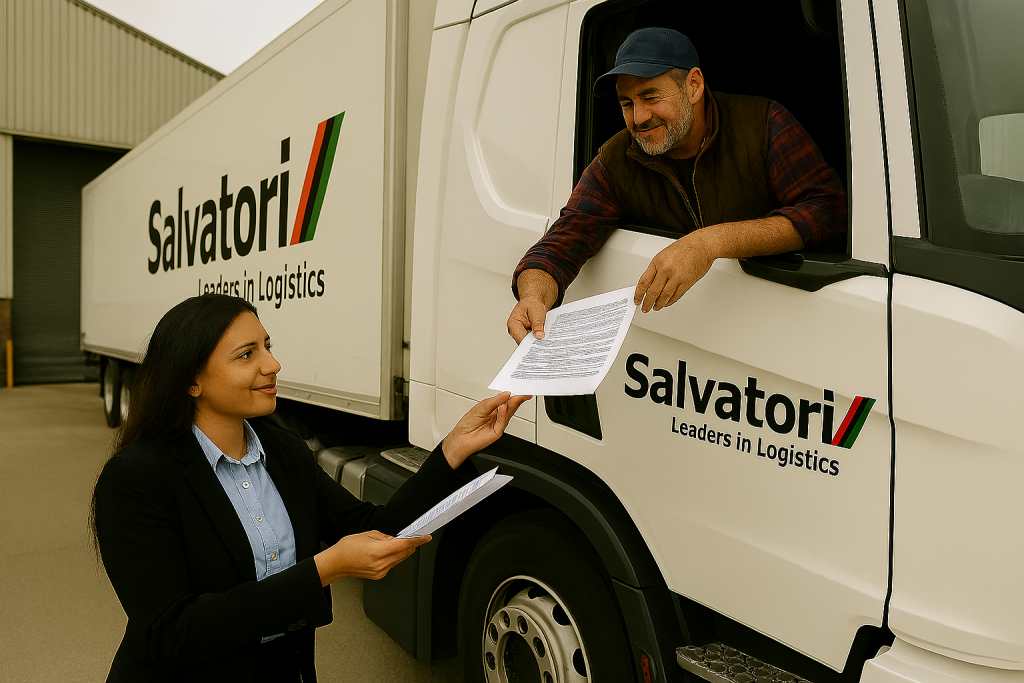 customs clerk handing ELO to the driver
